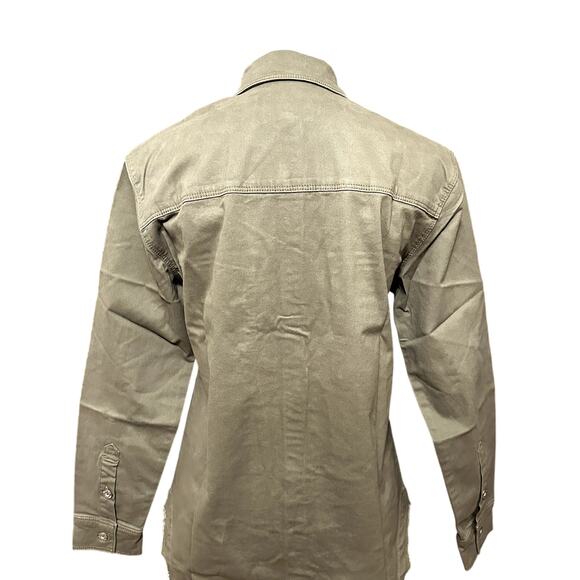 Jessica Simpson Shirt Jacket Button-Down Front Chest Pockets Denim Green XS NWT - Picture 6 of 10